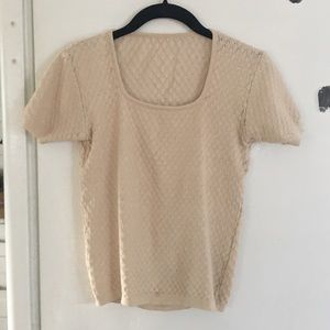 Vintage cream pointelle sweater tee